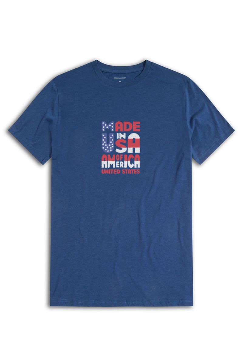 Navy Soft Fabric Made in USA Design Short Sleeve Tee