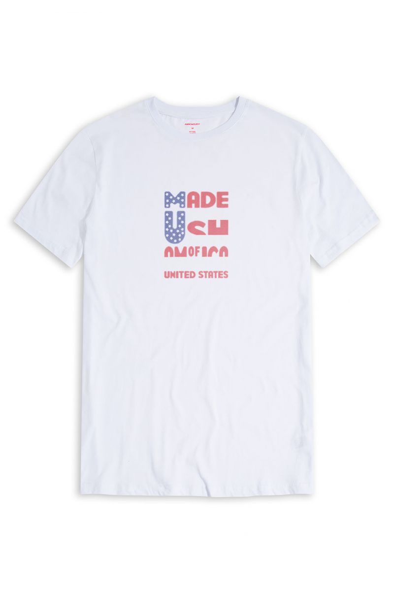 White Soft Fabric Made in USA Design Short Sleeve Tee
