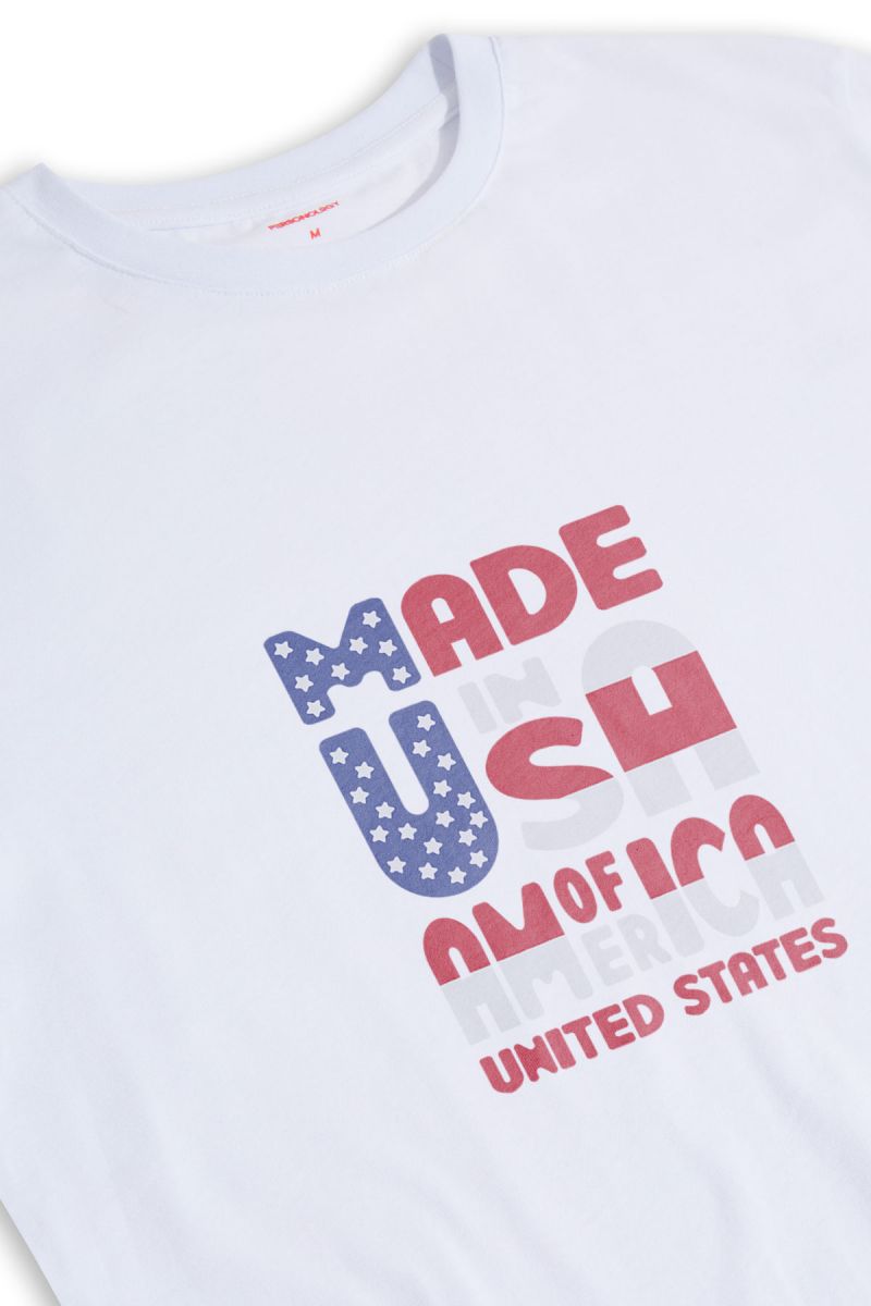 White Soft Fabric Made in USA Design Short Sleeve Tee