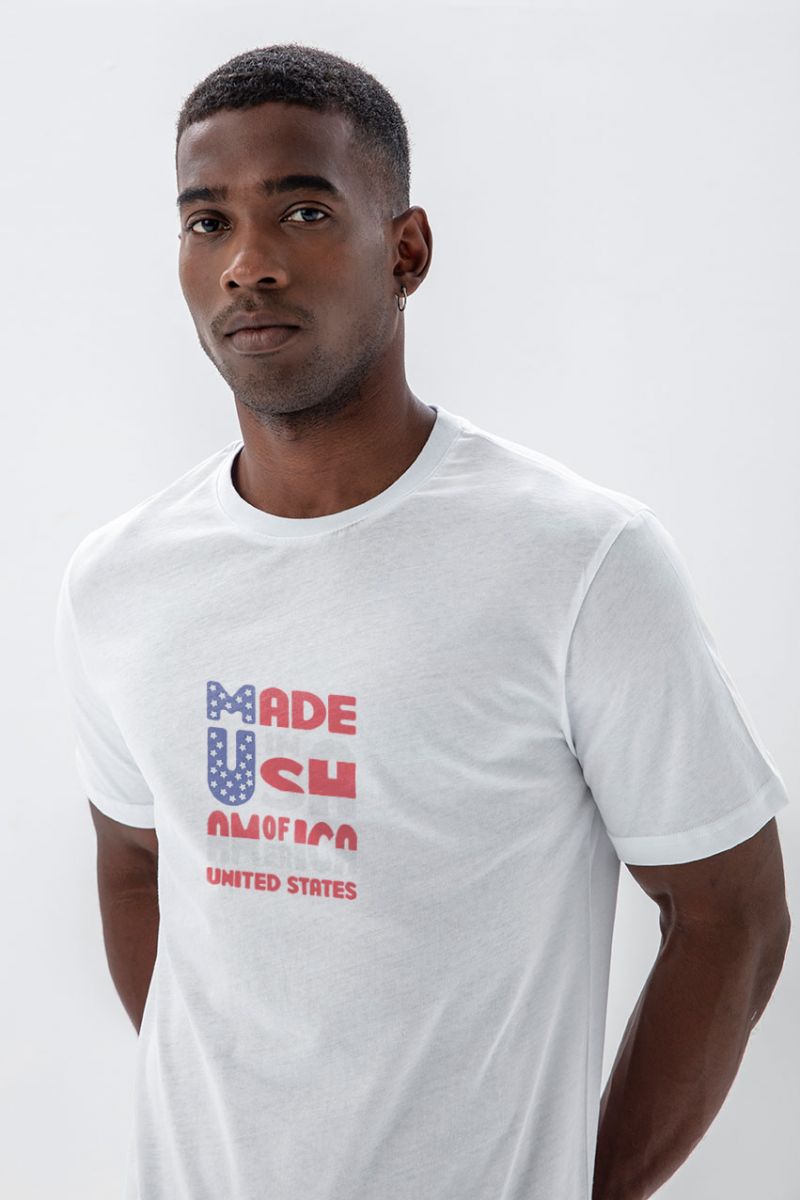 White Soft Fabric Made in USA Design Short Sleeve Tee