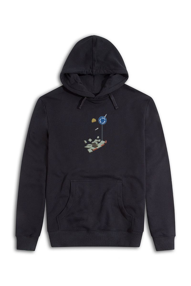 Black Premium Cotton Rjovik Design Pullover Hoodie