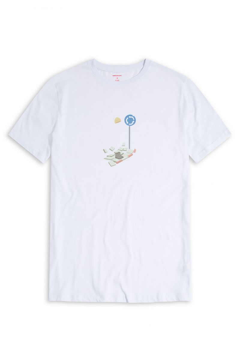 White Soft Fabric Rjovik Design Short Sleeve Tee