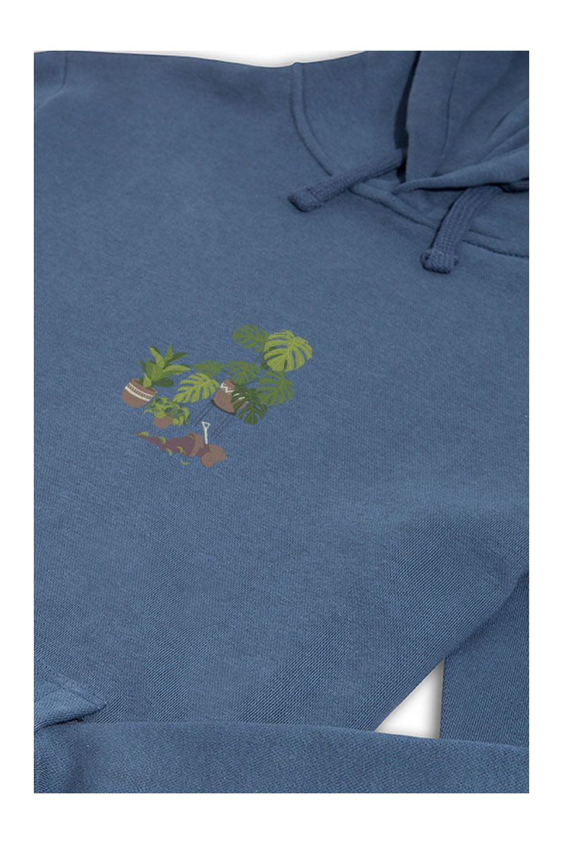 Navy Premium Cotton Flora Design Pullover Hoodie