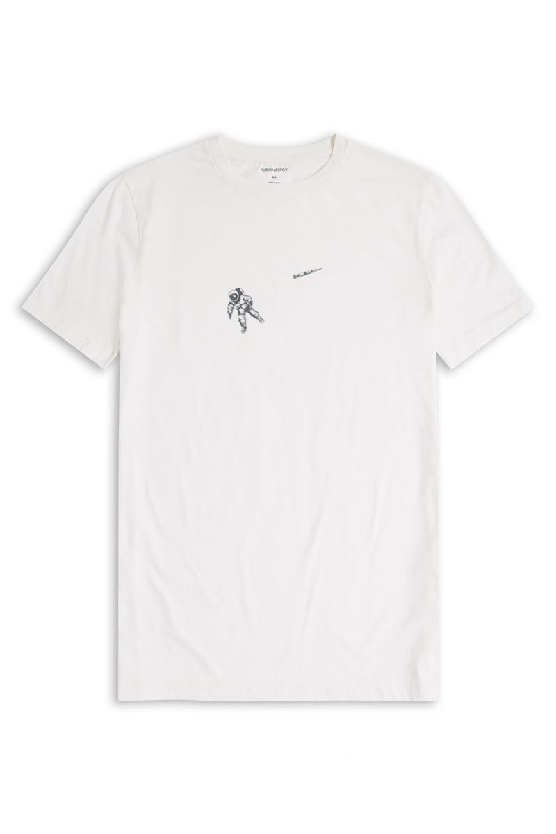 Off White Soft Fabric Astrok Design Short Sleeve Tee
