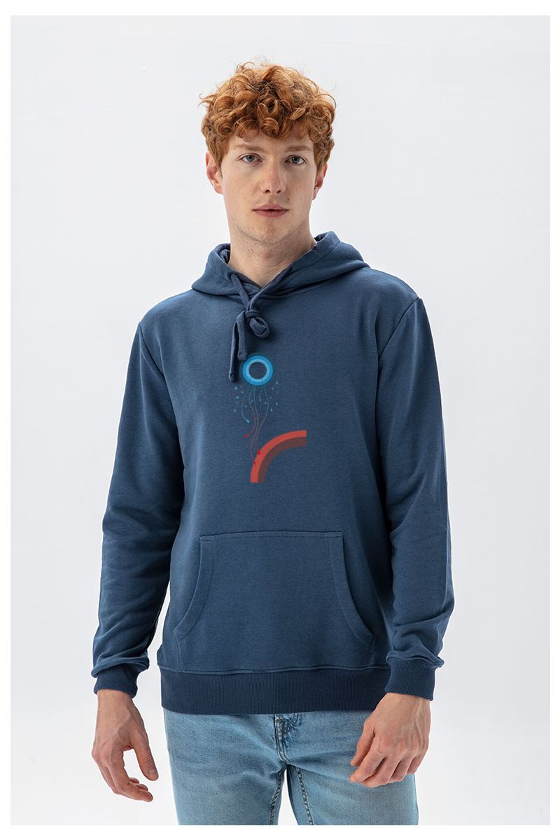 Navy Premium Cotton Free Soul Design Pullover Hoodie