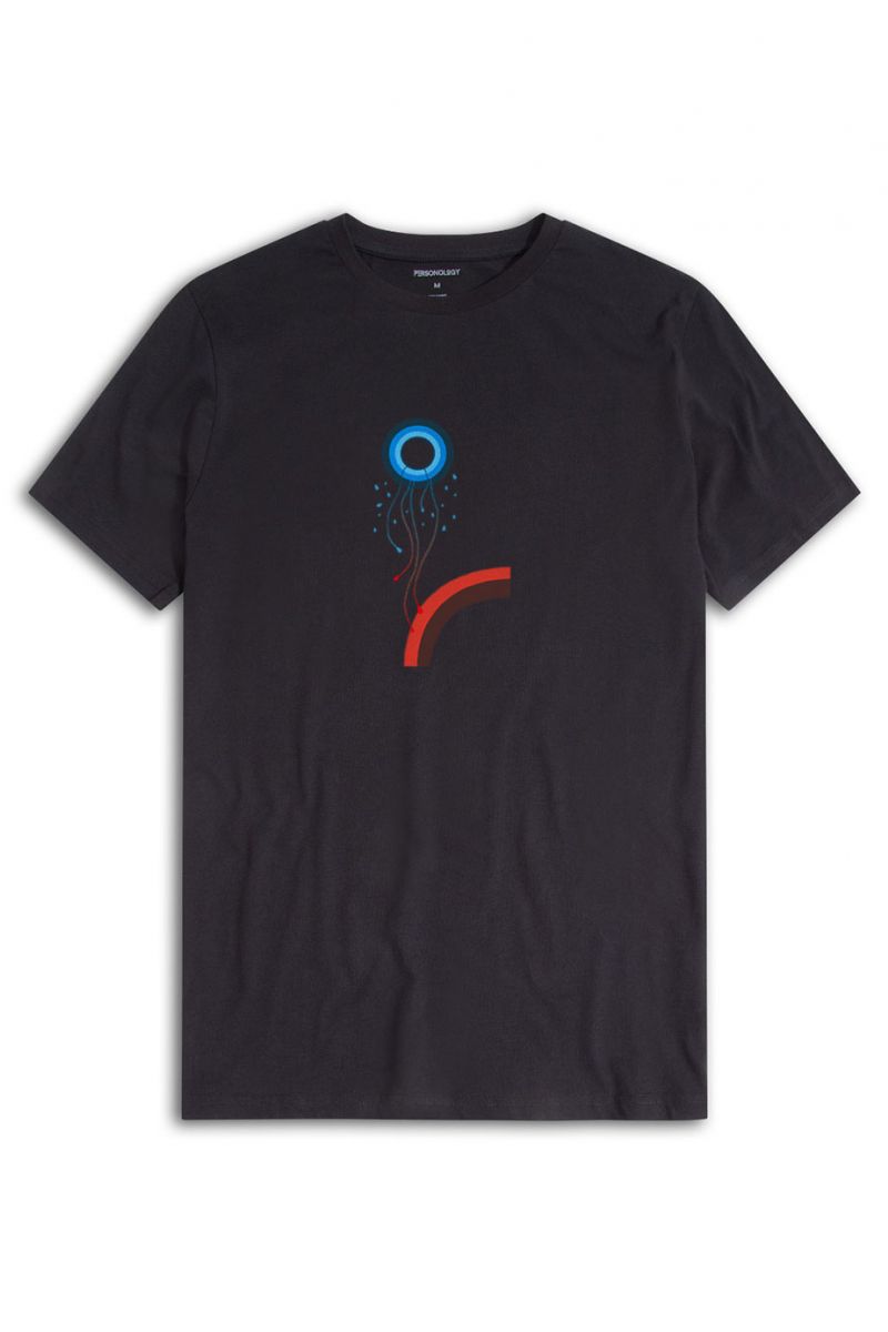 Black Soft Fabric Free Soul Design Short Sleeve Tee
