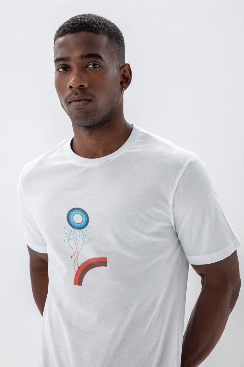 White Soft Fabric Free Soul Design Short Sleeve Tee