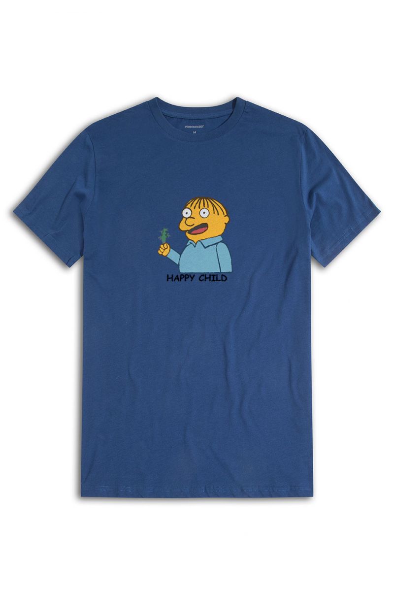 Navy Soft Fabric Happy Child Design Short Sleeve Tee