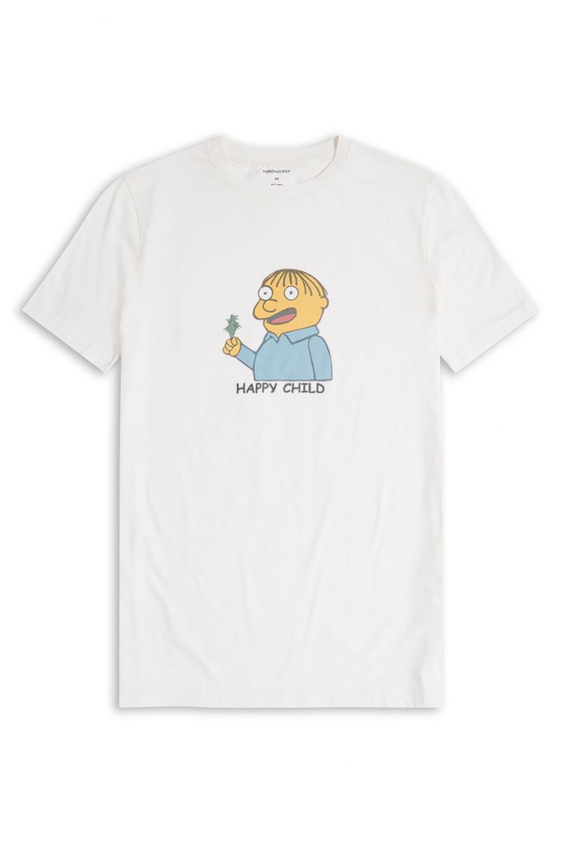 Off White Soft Fabric Happy Child Design Short Sleeve Tee