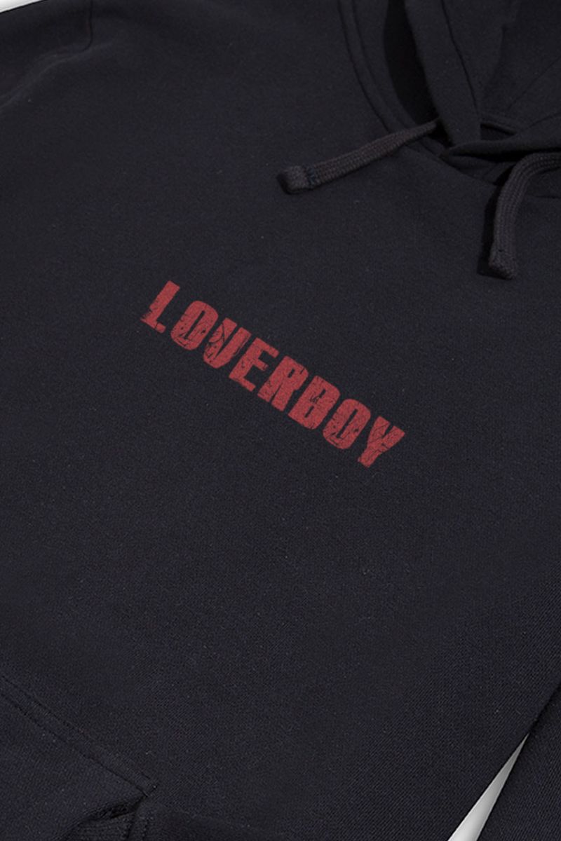 Black Premium Cotton Loverboy Design Pullover Hoodie