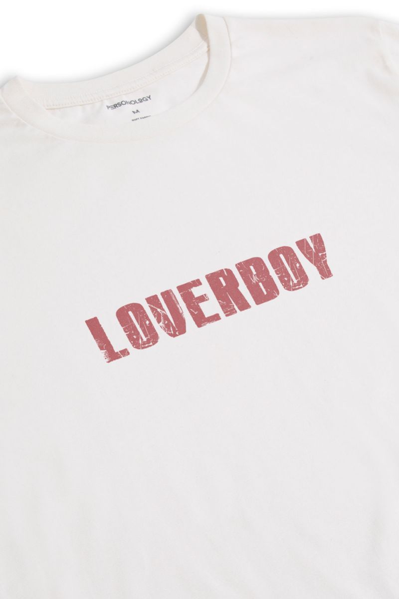 Off White Soft Fabric Loverboy Design Short Sleeve Tee