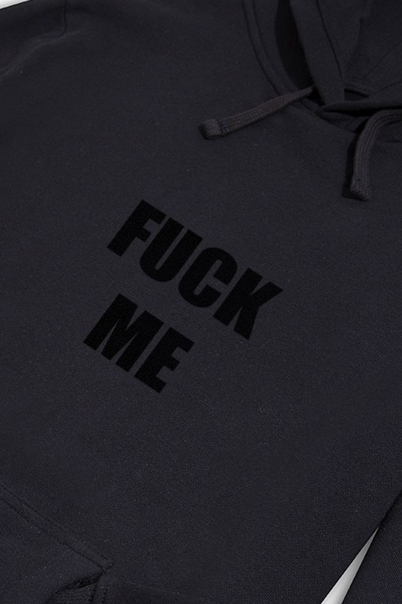 Black Premium Cotton F**k Me Design Pullover Hoodie