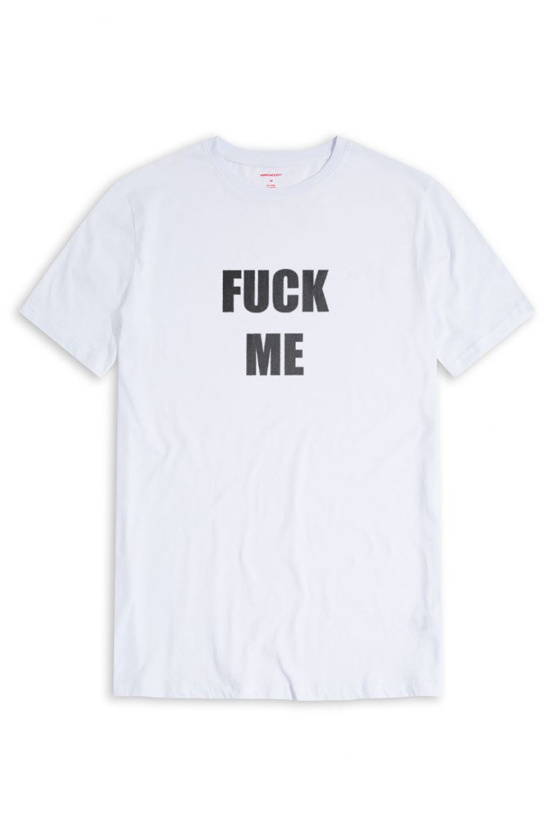 White Soft Fabric F**k Me Design Short Sleeve Tee