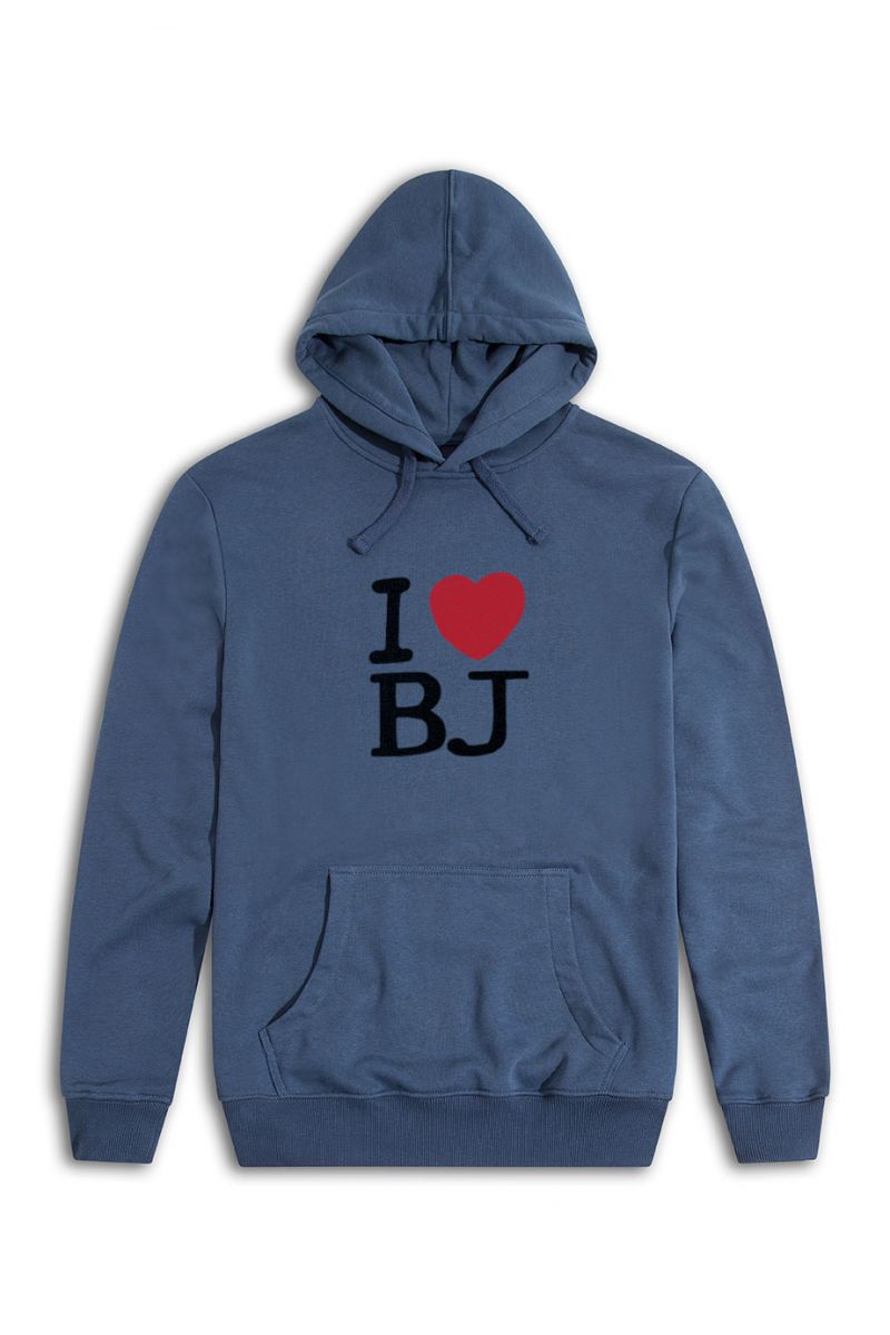 Navy Premium Cotton I love BJ Design Pullover Hoodie