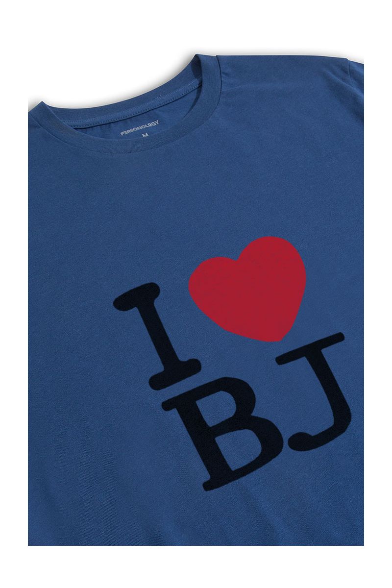 Navy Soft Fabric I love BJ Design Short Sleeve Tee