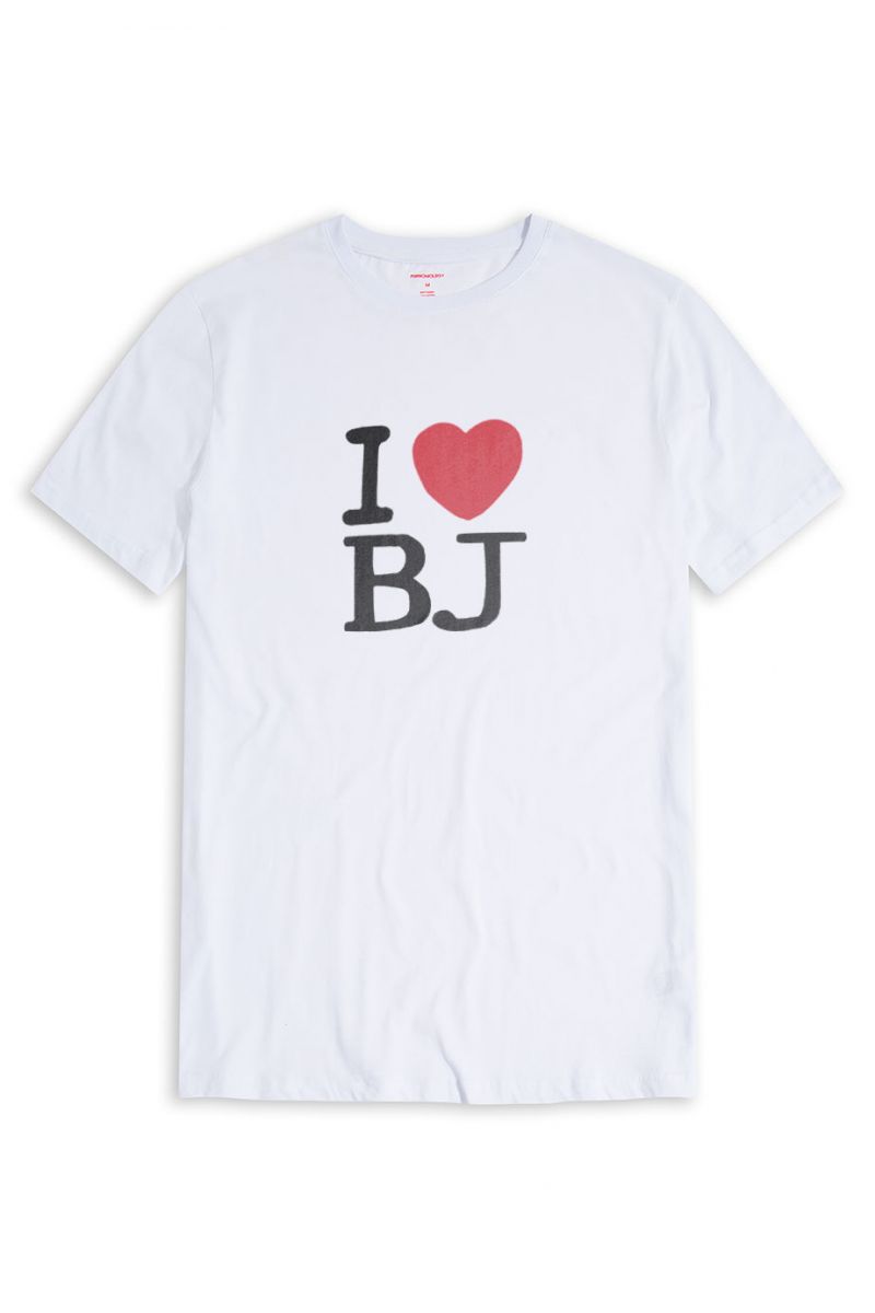 White Soft Fabric I love BJ Design Short Sleeve Tee