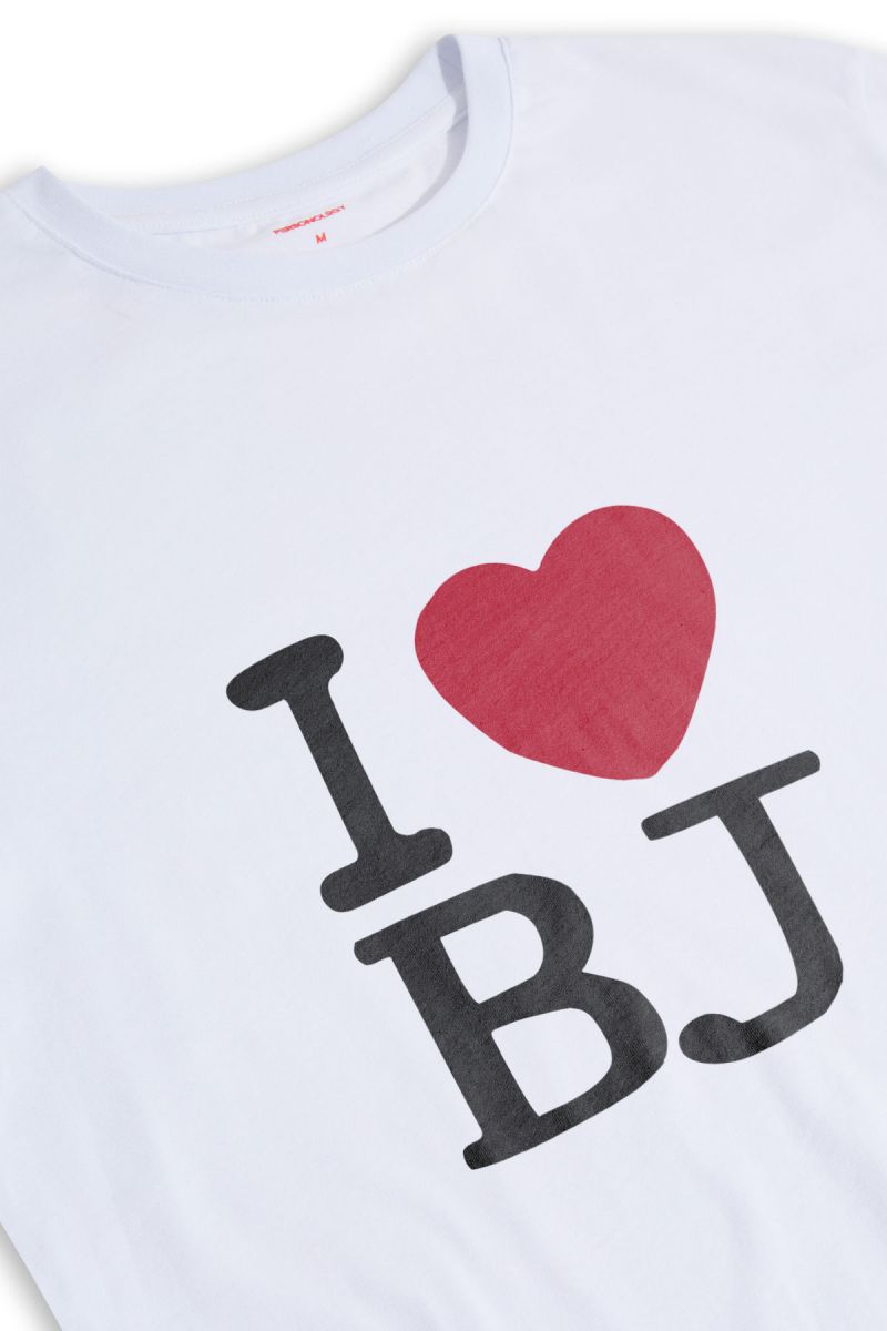 White Soft Fabric I love BJ Design Short Sleeve Tee