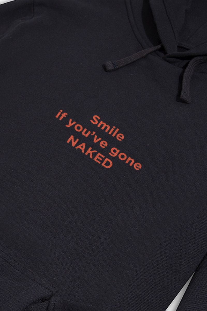 Black Premium Cotton Smile If You Have gone naked Design Pullover Hoodie