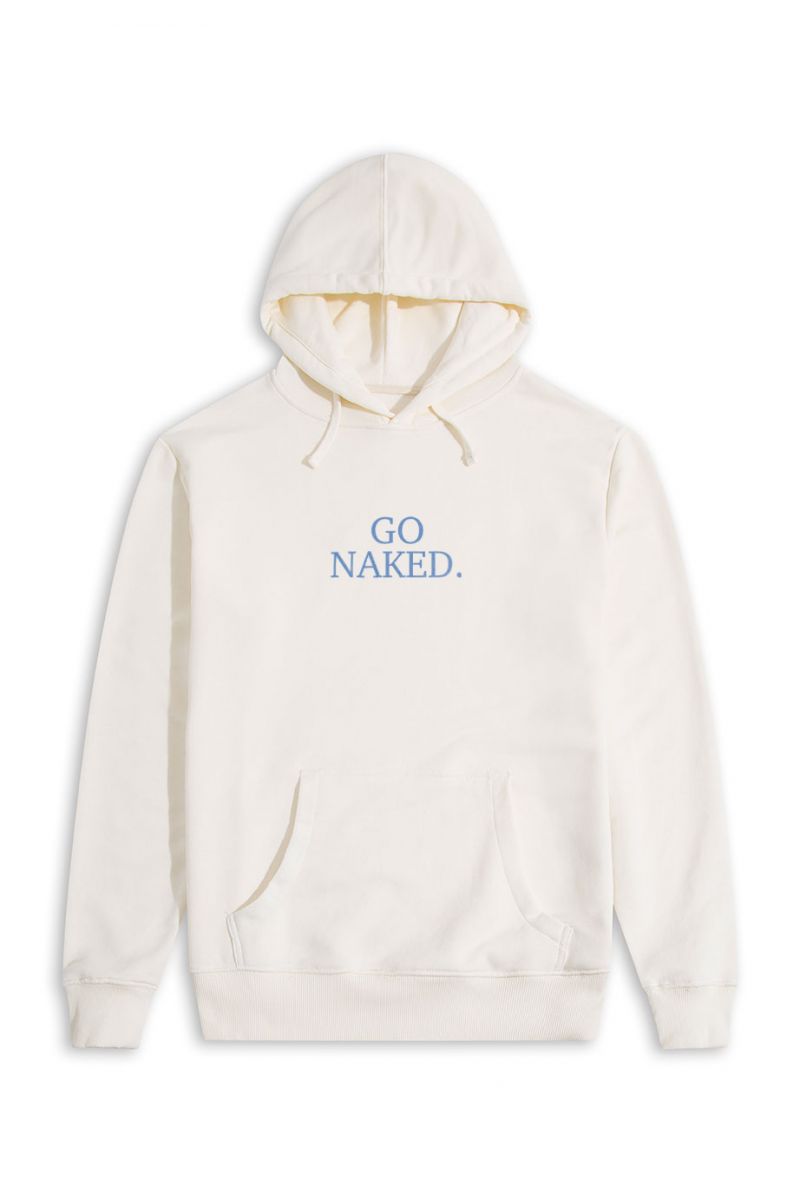 Ecru Premium Cotton go naked Design Pullover Hoodie