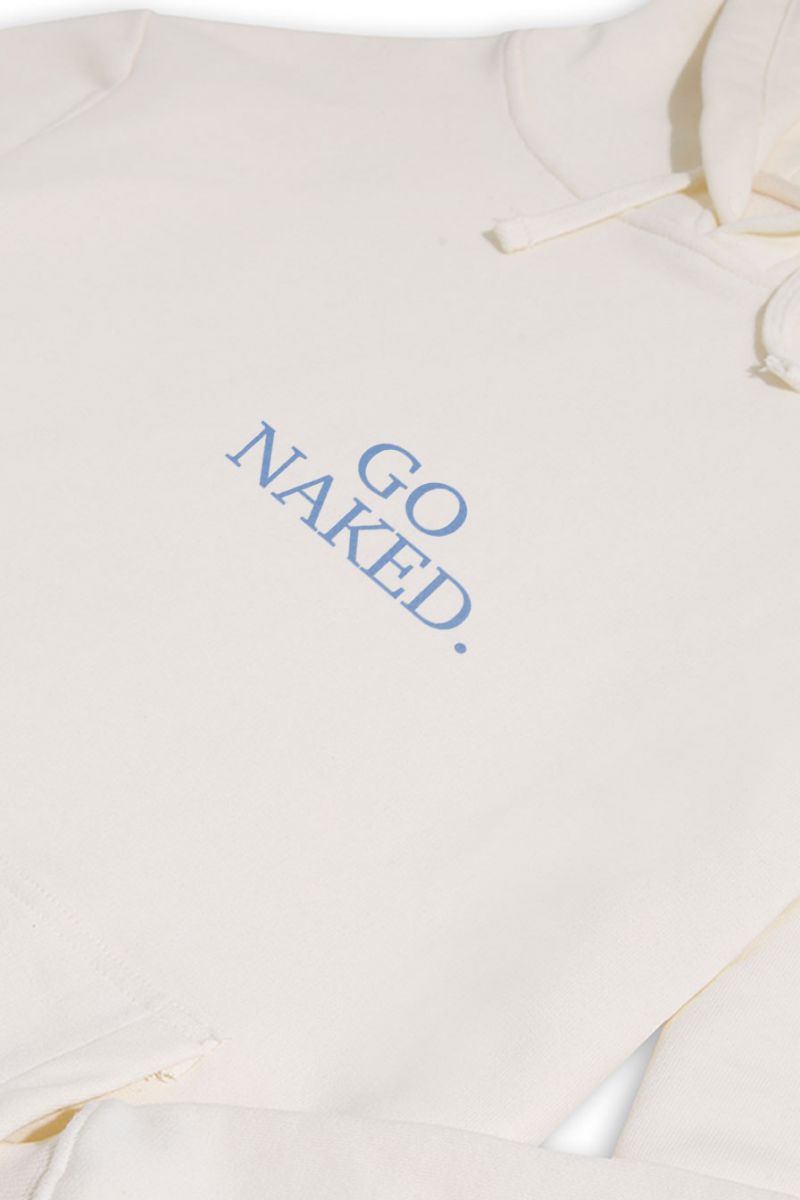Ecru Premium Cotton go naked Design Pullover Hoodie