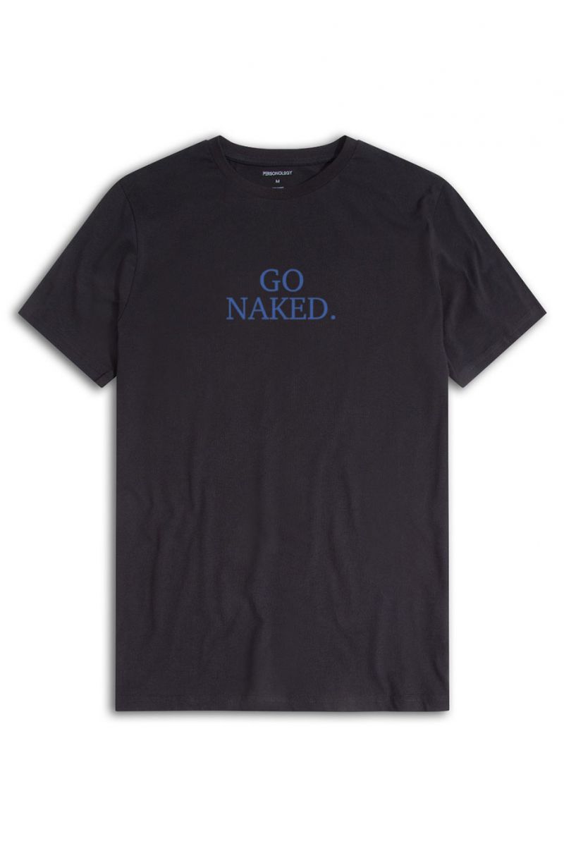 Black Soft Fabric go naked Design Short Sleeve Tee