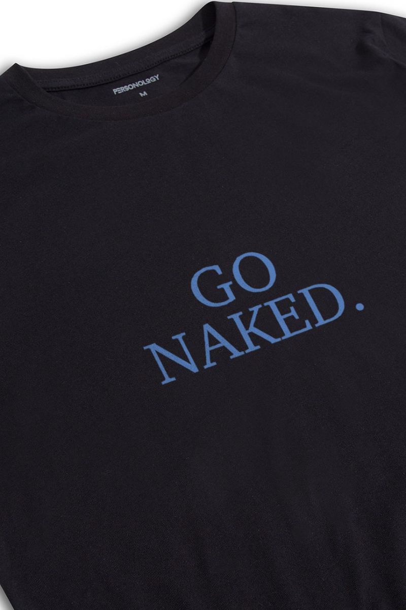 Black Soft Fabric go naked Design Short Sleeve Tee