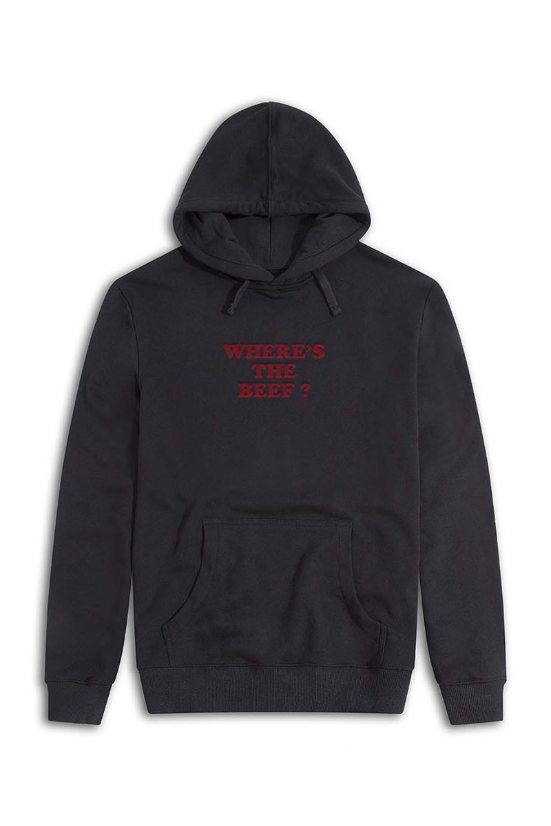 Black Premium Cotton Where's the beef ?  Design Pullover Hoodie