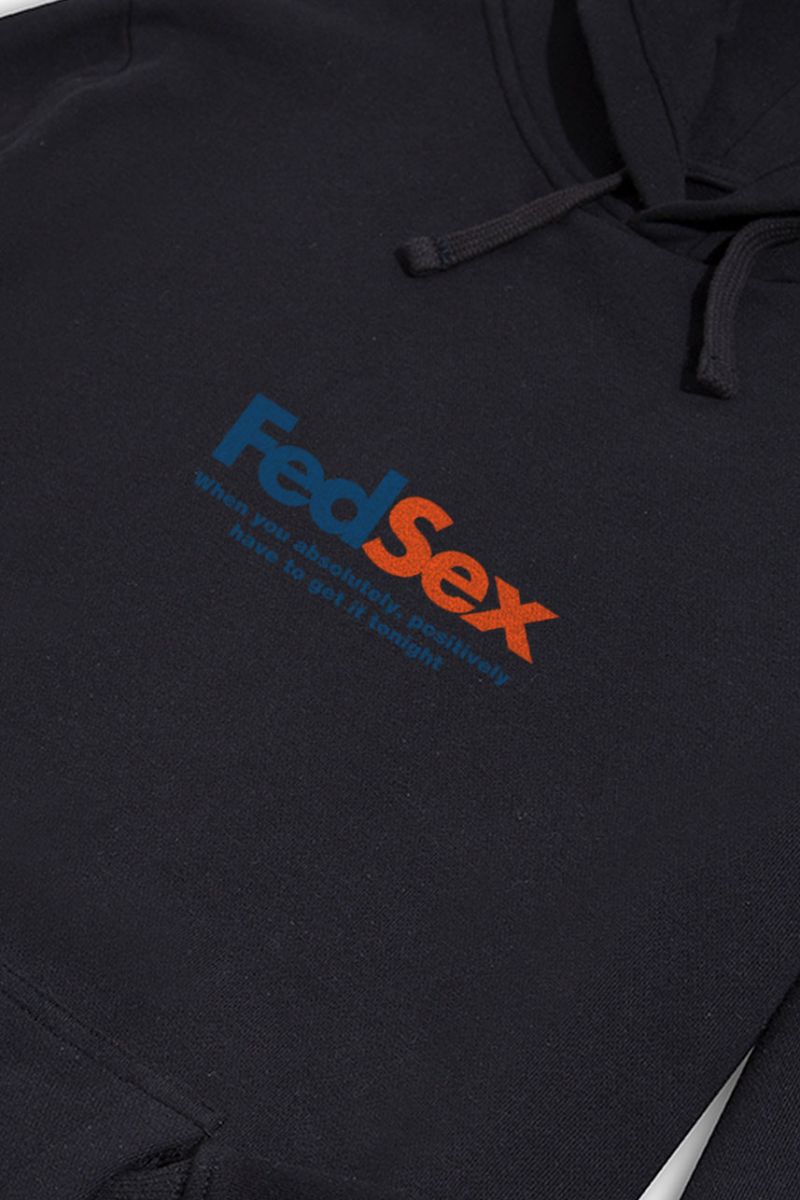 Black Premium Cotton FedSex Design Pullover Hoodie
