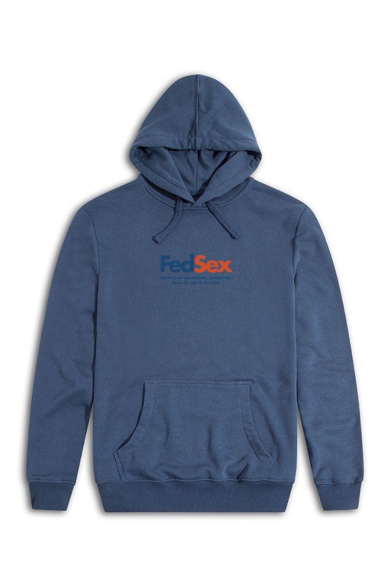 Navy Premium Cotton FedSex Design Pullover Hoodie