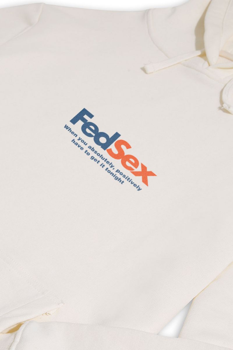 Ecru Premium Cotton FedSex Design Pullover Hoodie
