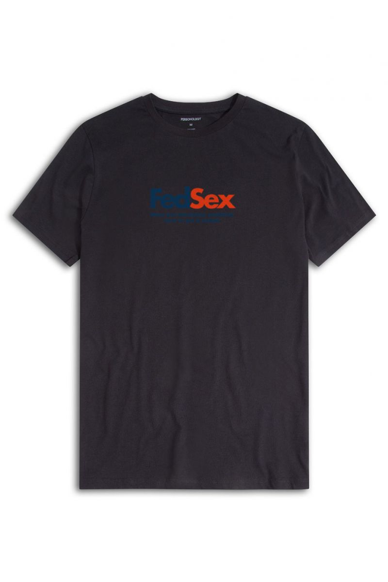 Black Soft Fabric FedSex Design Short Sleeve Tee