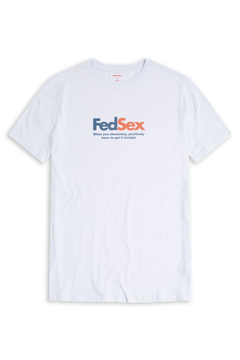 White Soft Fabric FedSex Design Short Sleeve Tee