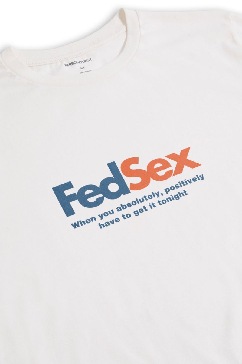 Off White Soft Fabric FedSex Design Short Sleeve Tee