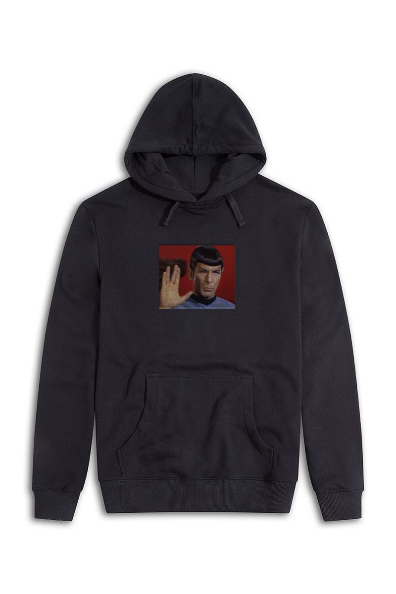 Black Premium Cotton Mr. Spock Design Pullover Hoodie