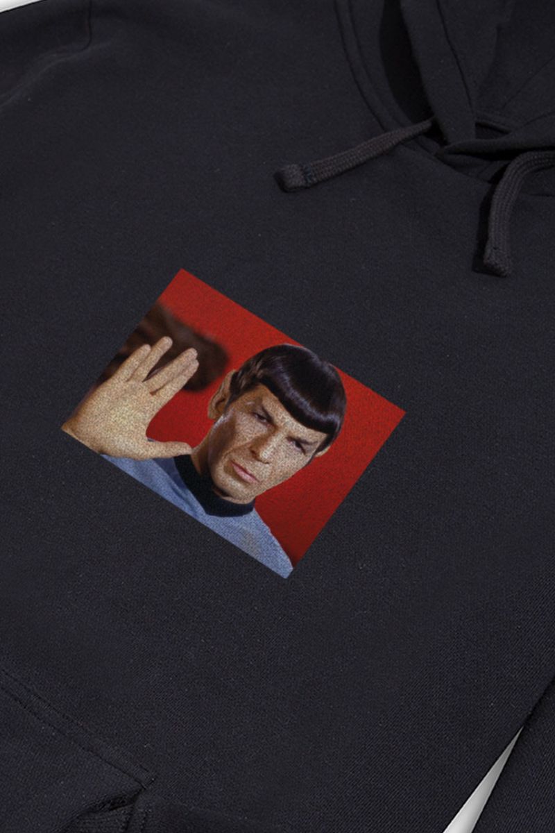 Black Premium Cotton Mr. Spock Design Pullover Hoodie