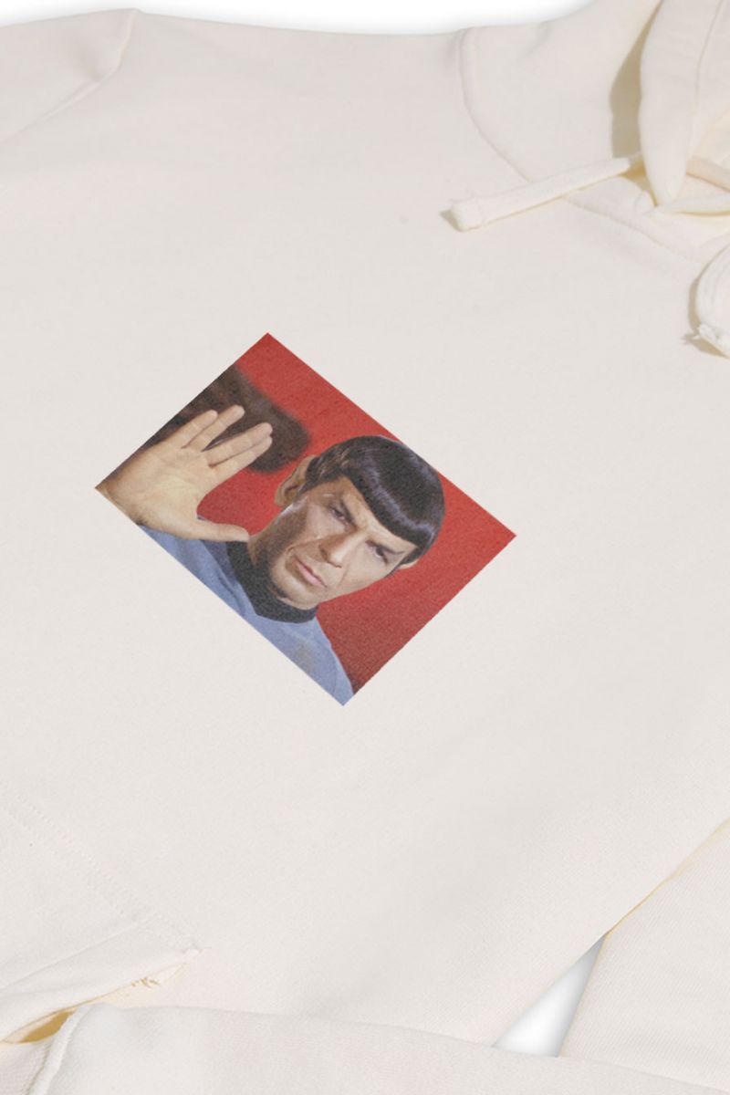 Ecru Premium Cotton Mr. Spock Design Pullover Hoodie