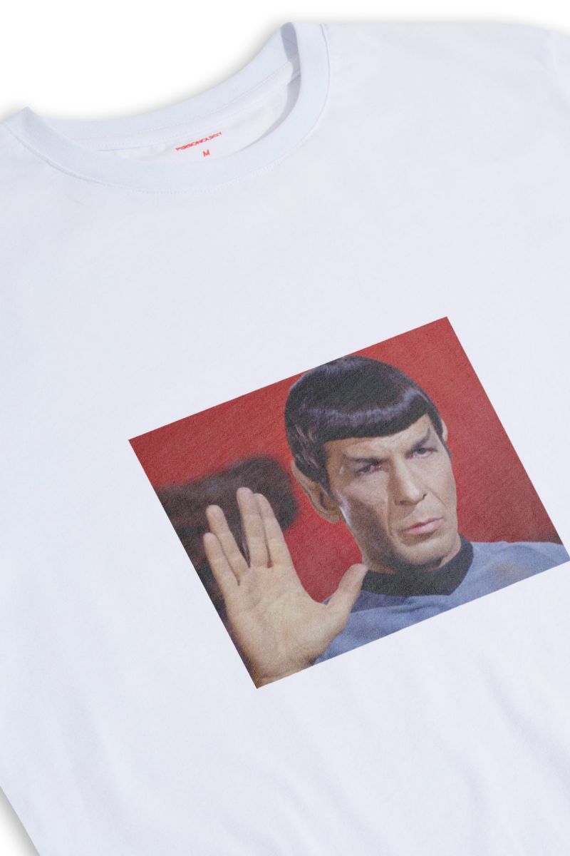 White Soft Fabric Mr. Spock Design Short Sleeve Tee
