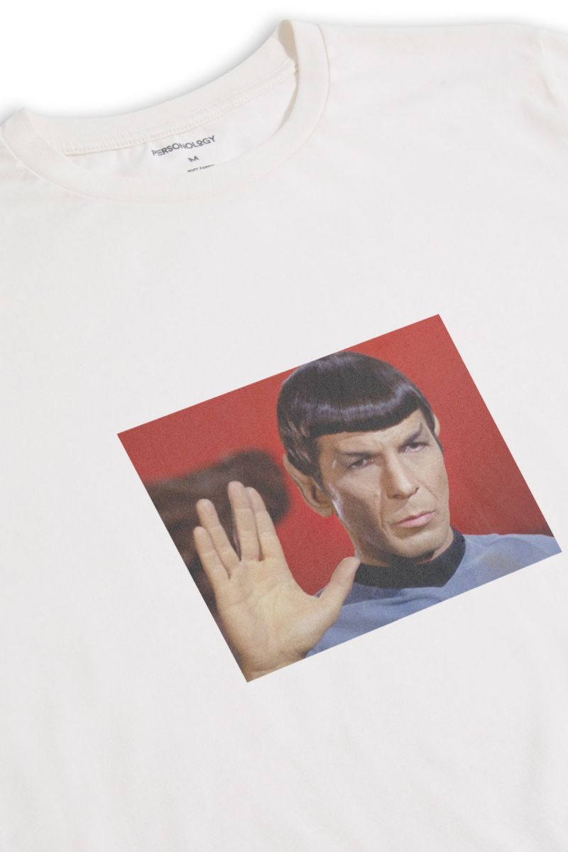 Off White Soft Fabric Mr. Spock Design Short Sleeve Tee