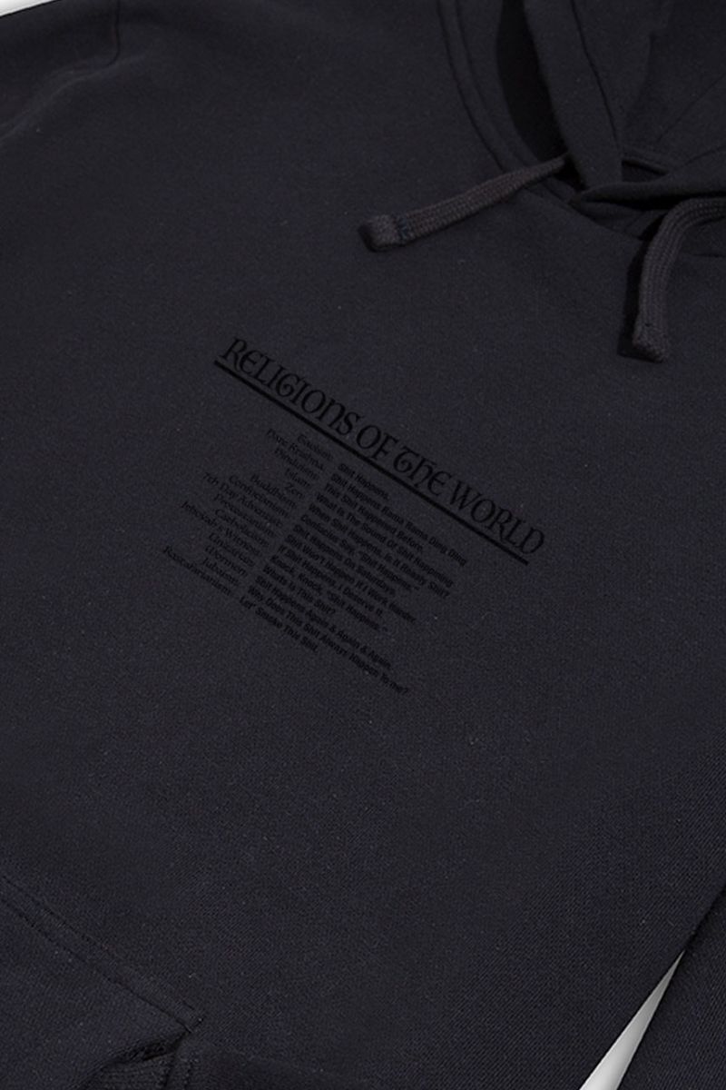 Black Premium Cotton Religions of the world Design Pullover Hoodie