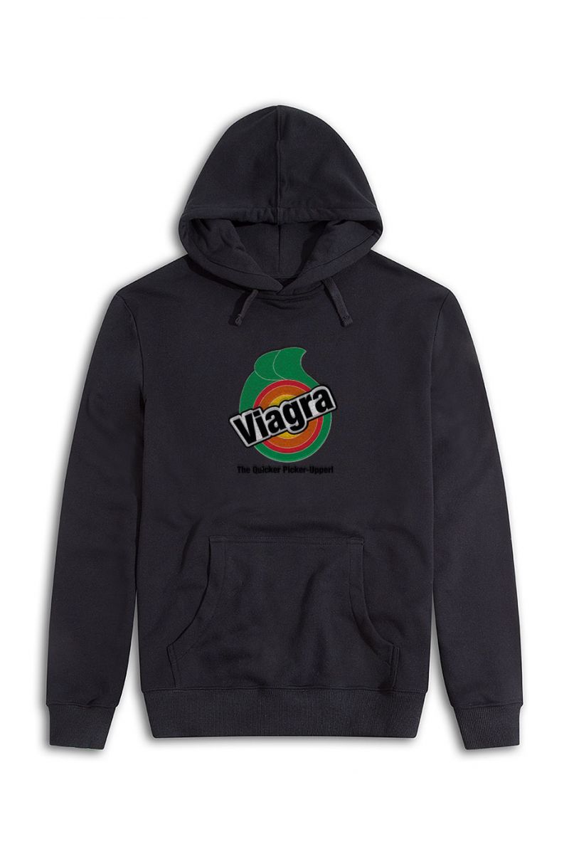 Black Premium Cotton Viagra Design Pullover Hoodie