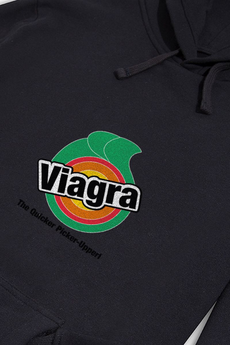 Black Premium Cotton Viagra Design Pullover Hoodie