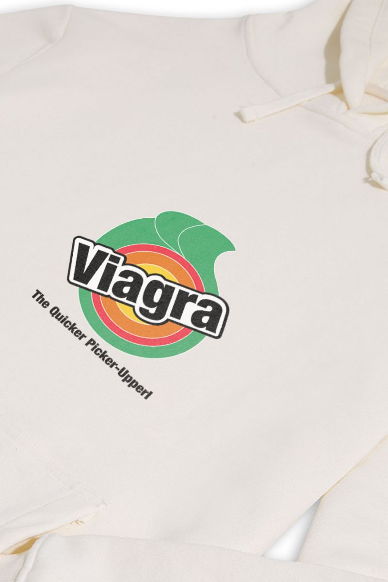 Ecru Premium Cotton Viagra Design Pullover Hoodie