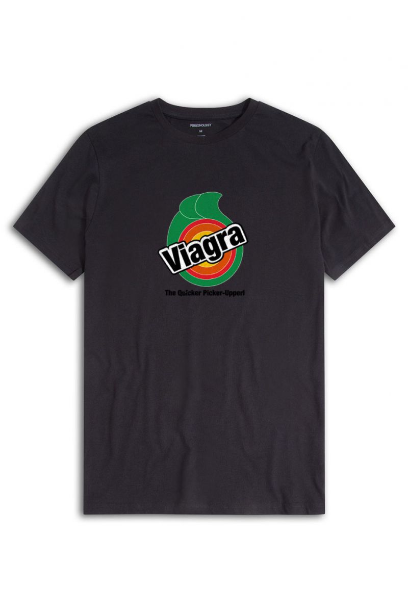 Black Soft Fabric Viagra Design Short Sleeve Tee