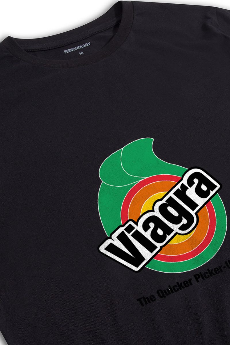 Black Soft Fabric Viagra Design Short Sleeve Tee