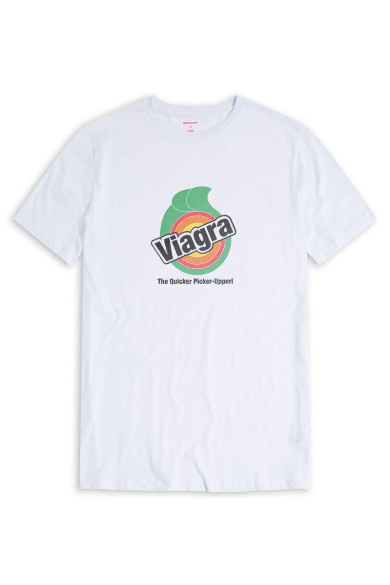 White Soft Fabric Viagra Design Short Sleeve Tee