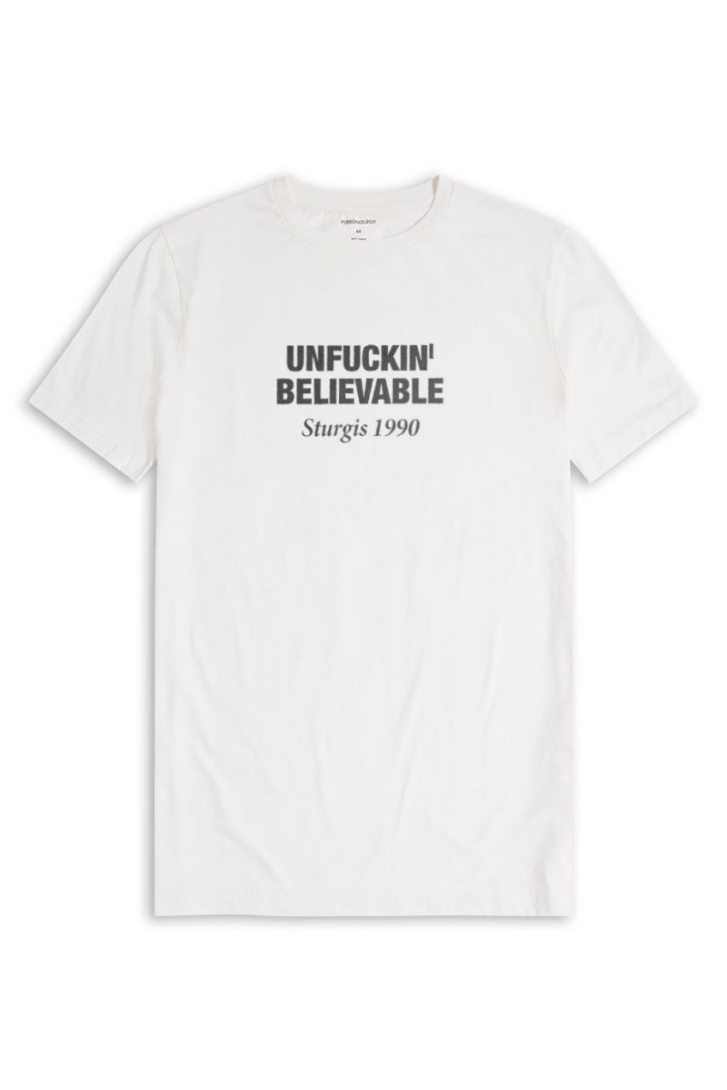 Off White Soft Fabric Unfuckin' believable Design Short Sleeve Tee