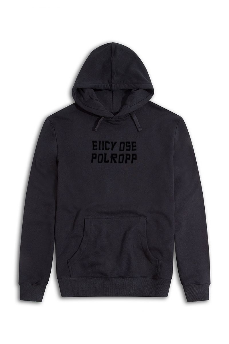 Black Premium Cotton eiicy ose polropp Design Pullover Hoodie