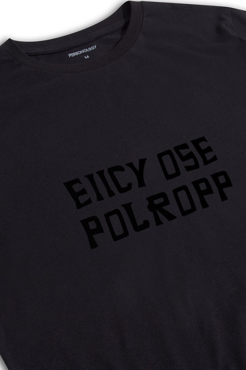 Black Soft Fabric eiicy ose polropp Design Short Sleeve Tee