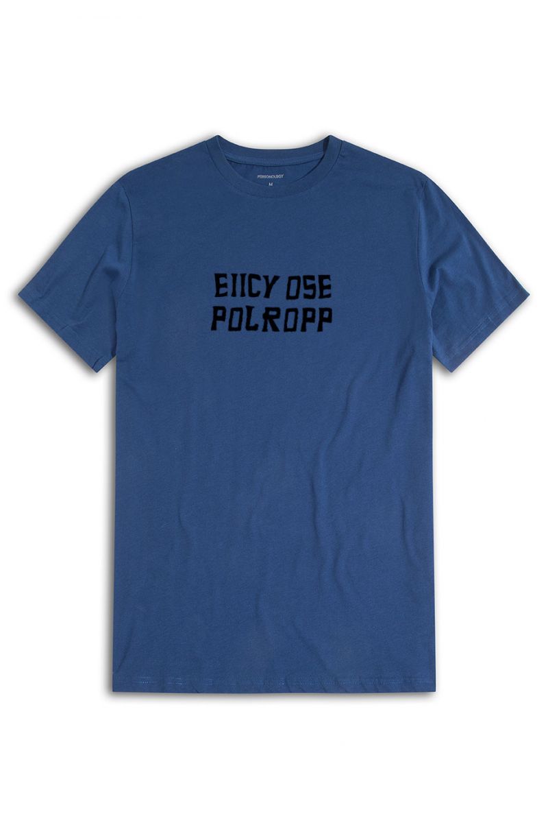 Navy Soft Fabric eiicy ose polropp Design Short Sleeve Tee