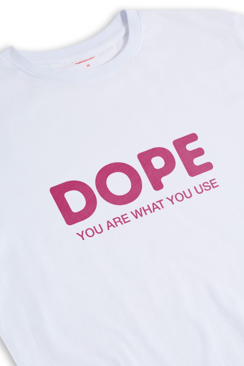 White Soft Fabric dope you are what you use Design Short Sleeve Tee